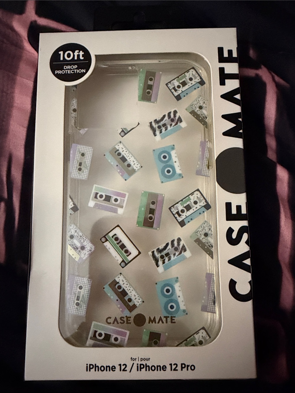 case-mate Clear iPhone 12/12 Pro Case with Pastel Cassette Pattern
